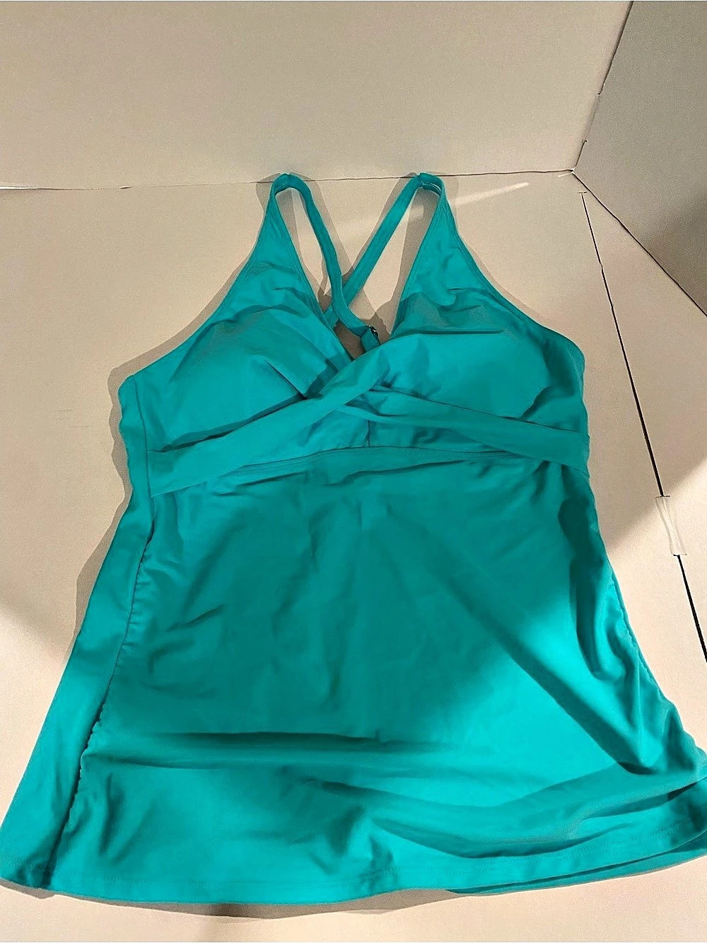 YONIQUE Twist Front Tummy Control Tankini Top turquoise
